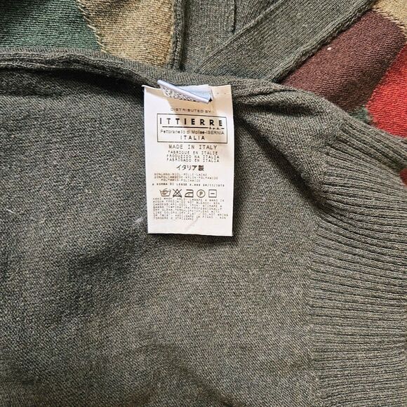 Dolce & Gabbana Vintage Olive Green Geometric Wool Pullover Sweater, Size L/XL - Picture 9 of 12